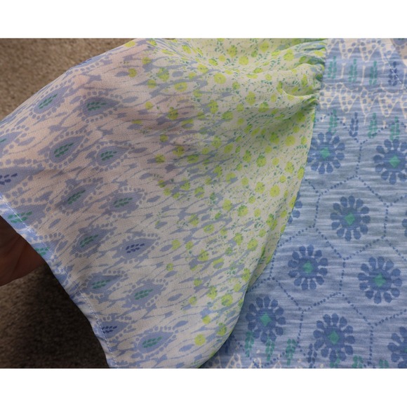 Lucky Brand Chiffon Top Floral Print Split Back Flutter Sleeve Boho Womens S - Picture 10 of 10